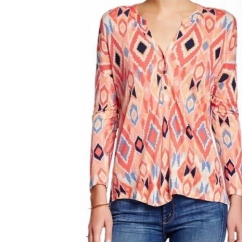 Lucky Brand Ikat Henley Top